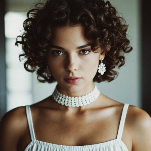 Curly Short Hair and Elegant Jewelry