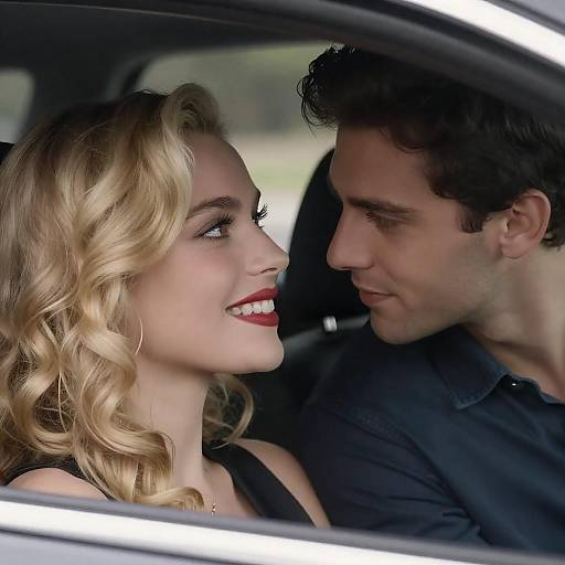 Intimate Car Moment: Couple in Love