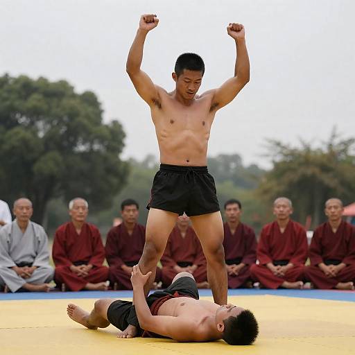 Shirtless Victor in Martial Arts Match