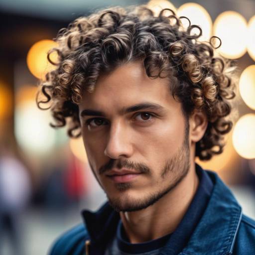 Confident Man with Curly Hair in Ultra-HD
