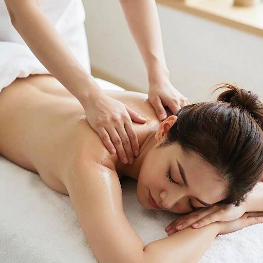 Relaxing Oil Massage on White Towel