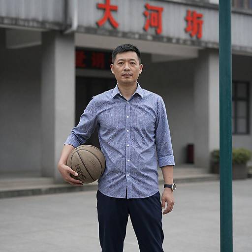 Urban Portrait with Basketball and Neon