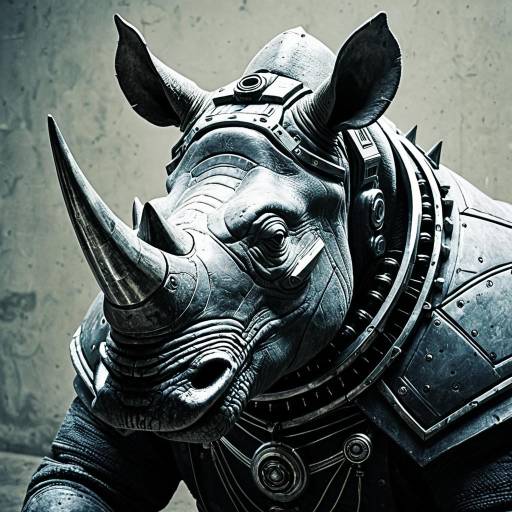 Cybernetic Rhino Deity with Animal Traits