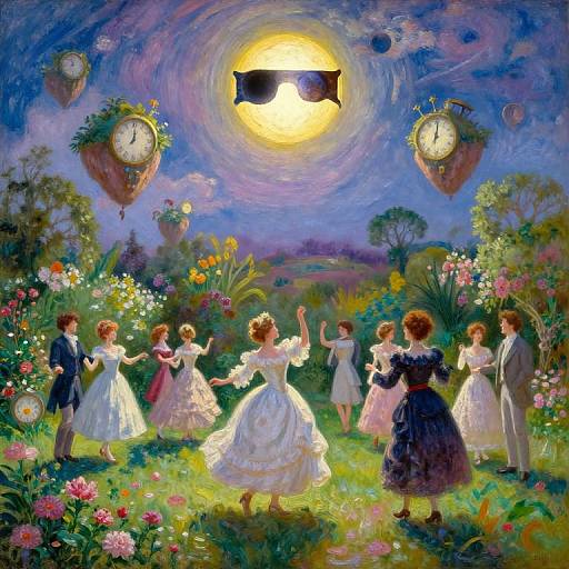 Whimsical Mid-Air Garden Eclipse