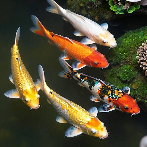 Vibrant Close-Up of Colorful Koi Fish