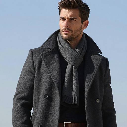Serious Man in Dark Gray Coat and Scarf