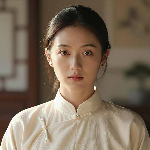 Asian Woman in Traditional Chinese Blouse