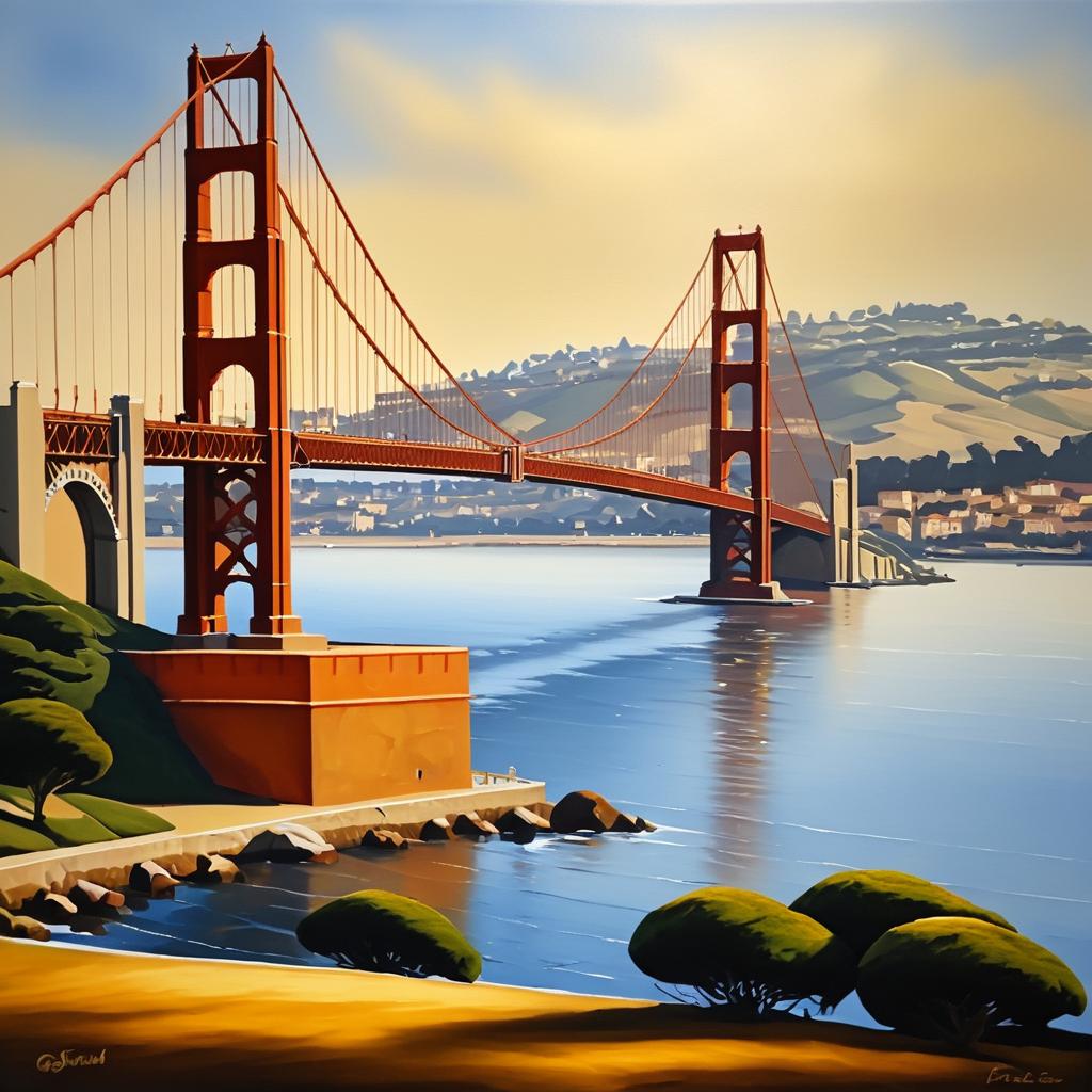 Golden Gate Bridge in Vermeer Style