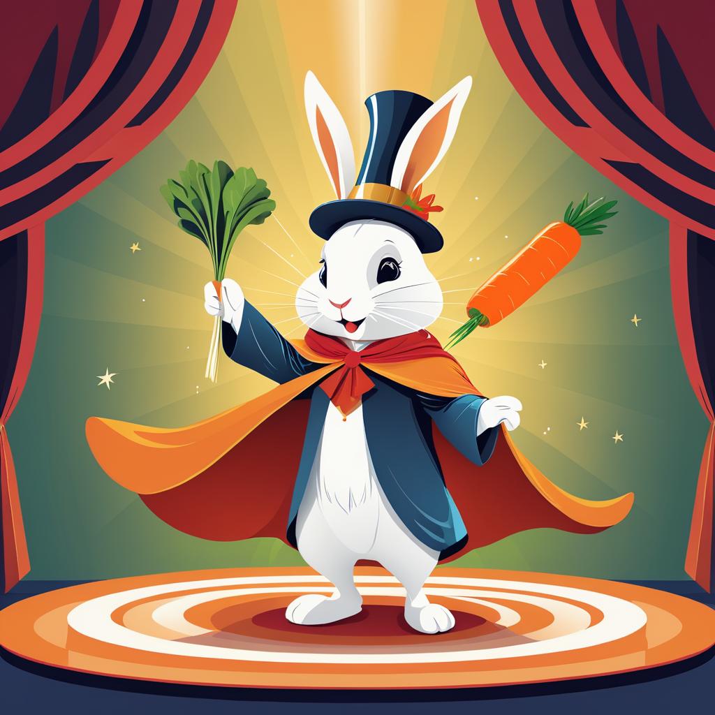 Whimsical Rabbit Magician on Stage