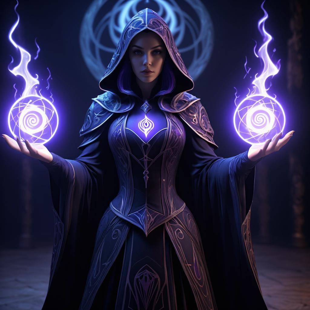 Cinematic Shadowy Sorceress in High Detail