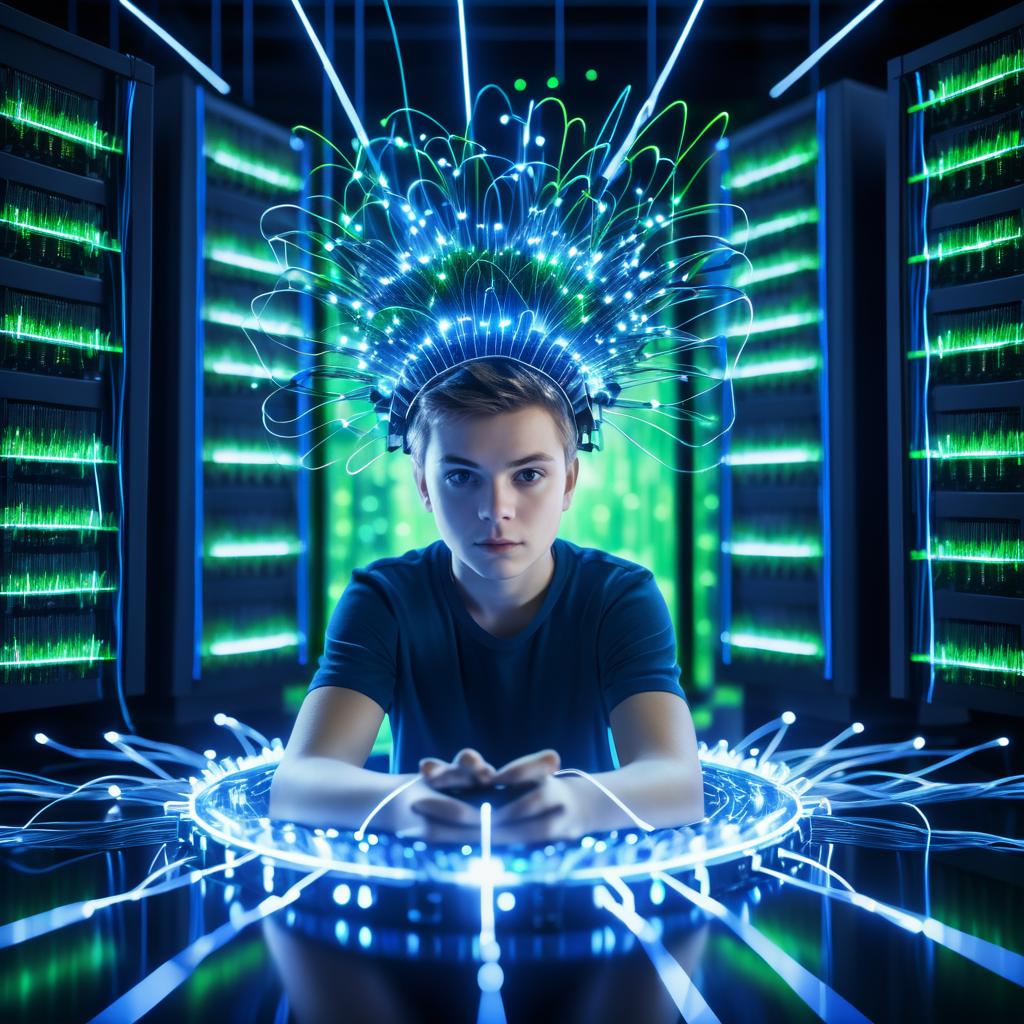 Teenager Surrounded by Superintelligence Sparks