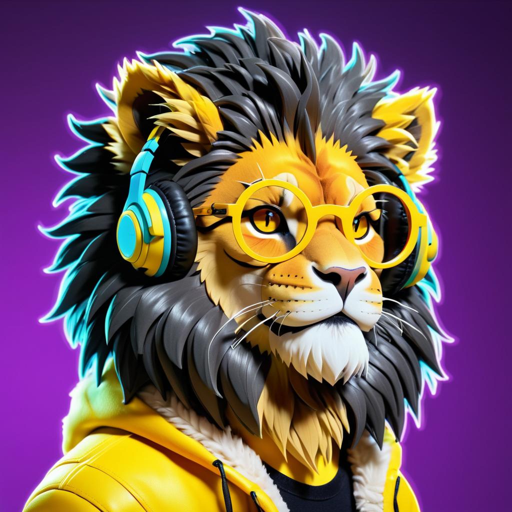 Vibrant Anthro Lion with Geek Glasses