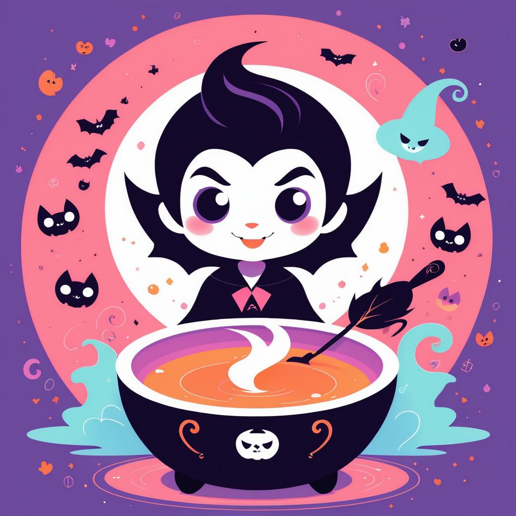 Cheerful Kawaii Vampire Halloween Illustration