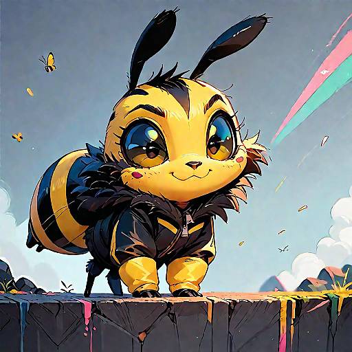 Fluffy Yellow Bumblebee Anime Creature
