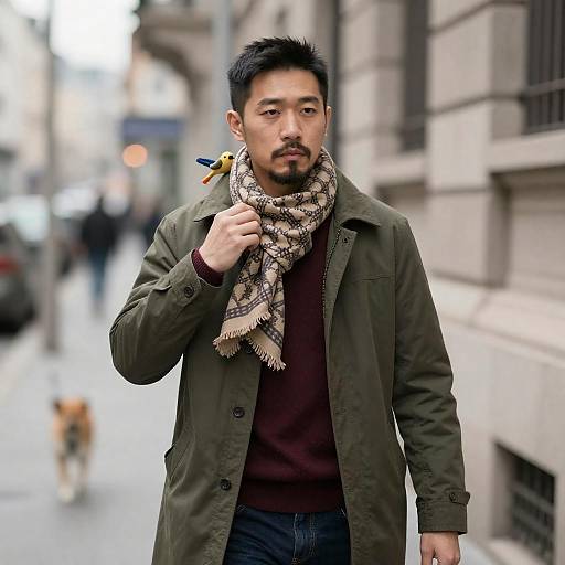 Urban Stroll: Asian Man in Style