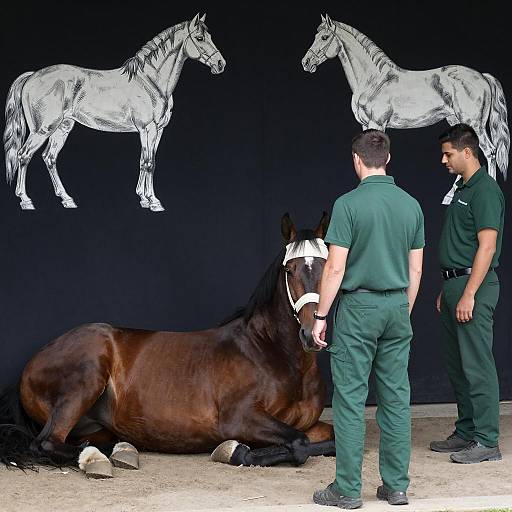 Horse with Bandage and Observers