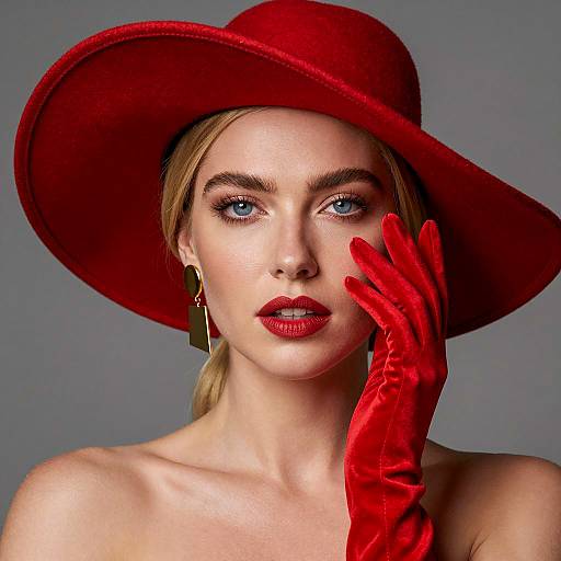 Woman in Red Hat and Gloves