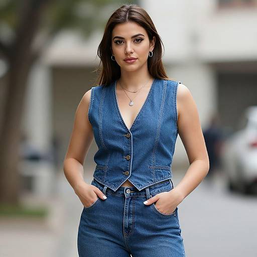 Girl in Blue Jeans Outfit Outdoors