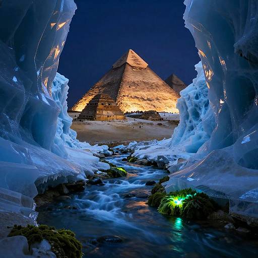 Ancient Pyramids in Polar Ice Canyon