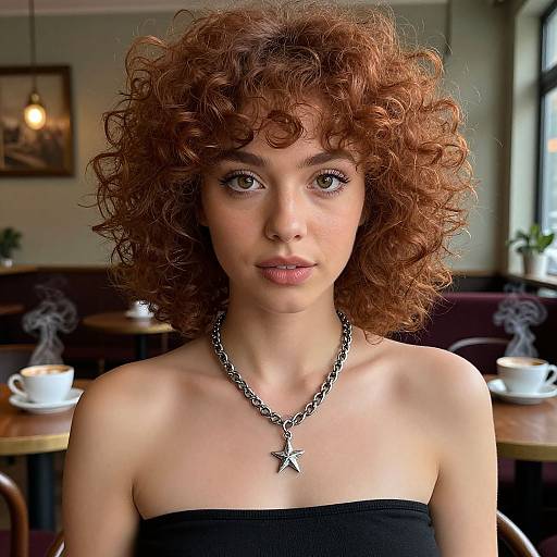 Diverse Woman in Vintage Café