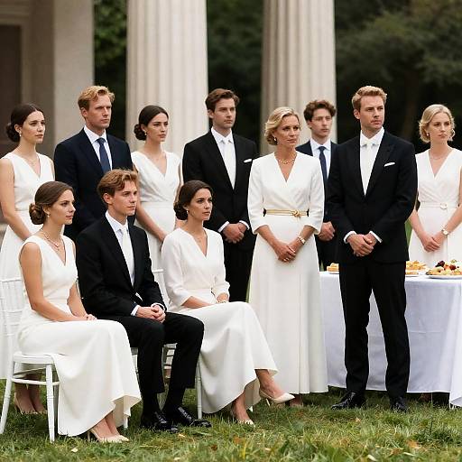 Elegant Outdoor Gathering with Formal Attire