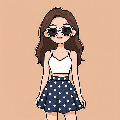 Smiling Woman in Polka Dot Skirt