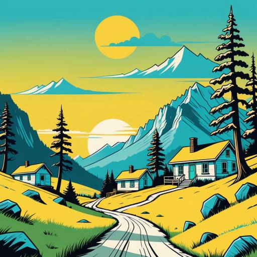 Mountain Cabins with Sunset