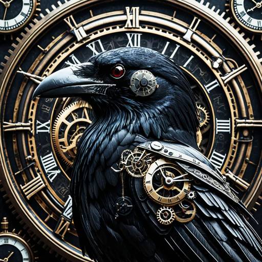 Steampunk Raven with Clockwork Mechanisms Steampunk Raven with Clockwork Mechanisms