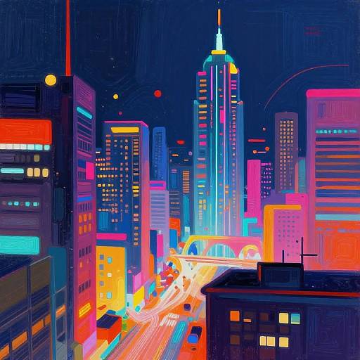 Futuristic AI-Generated Neon Cityscape