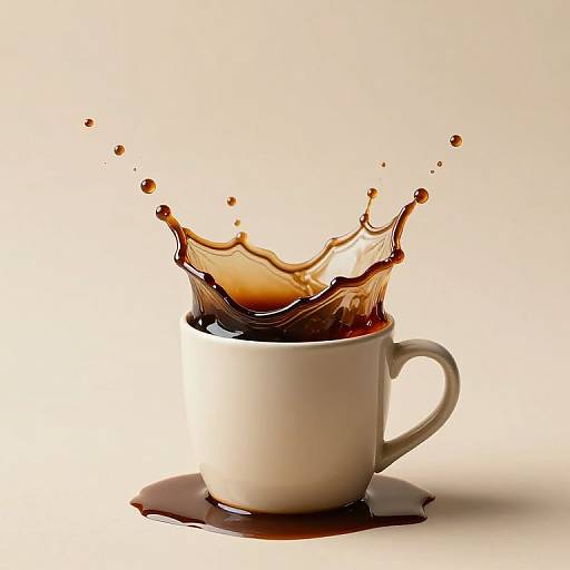 Dramatic Coffee Splash from Beige Mug