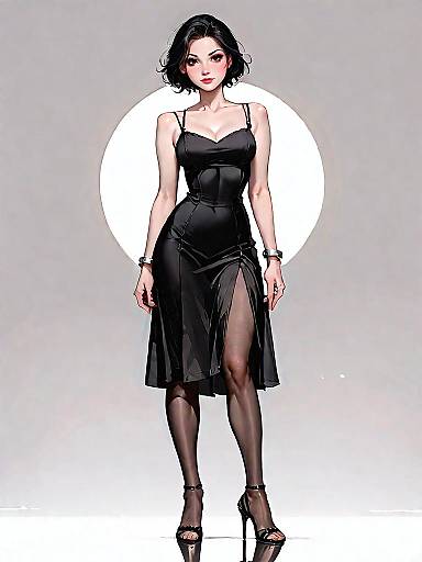 Chic Woman in Black Bodycon Dress