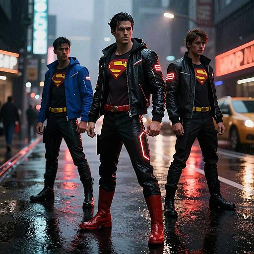 Cyberpunk Neon Superhero Action Scene