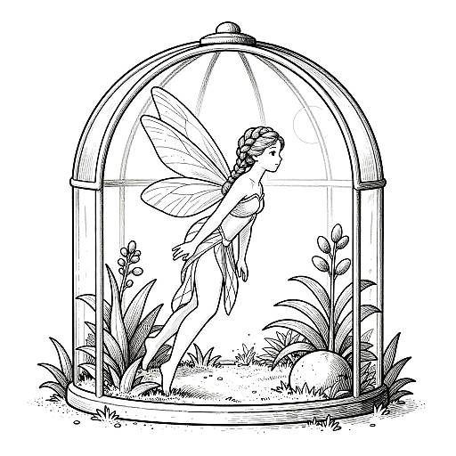 Ethereal Fairy Line Art Illustration