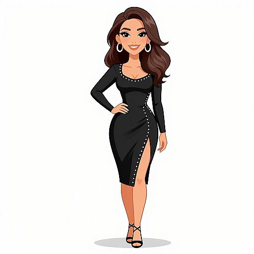 Chic Woman in Elegant Black Dress