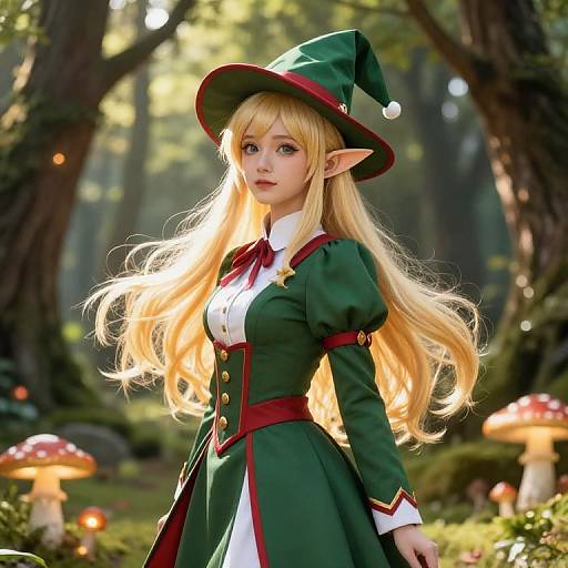 Mystical Blonde Elf in Enchanted Forest