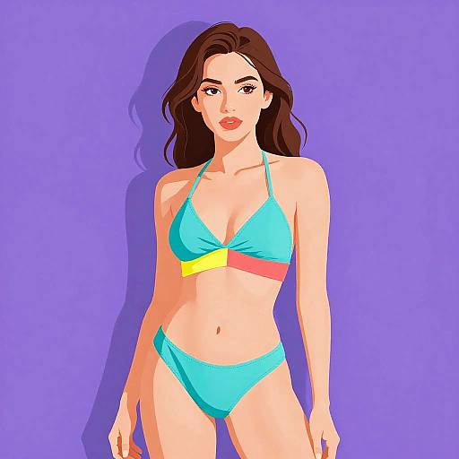 Sporty Chic Woman in Color Block Bikini