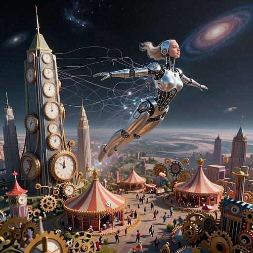 Surreal Futuristic Timepiece Cityscape