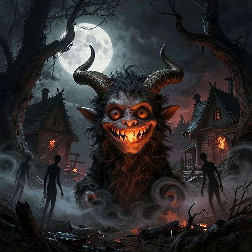 Fiery Imp in Gothic Witch Ruins