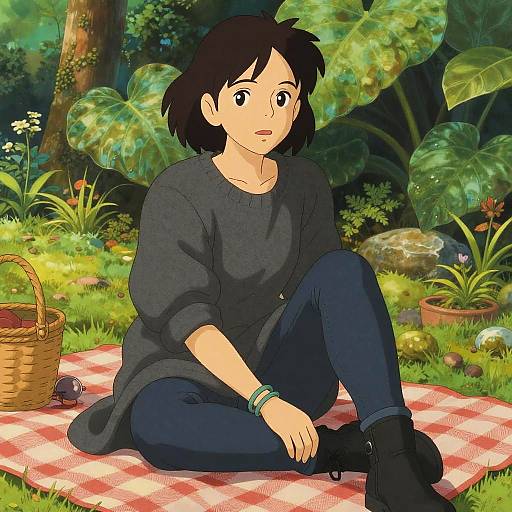 Studio Ghibli Woman Picnic Style