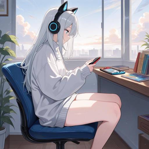 Indoor Solo Girl with Cat Ears