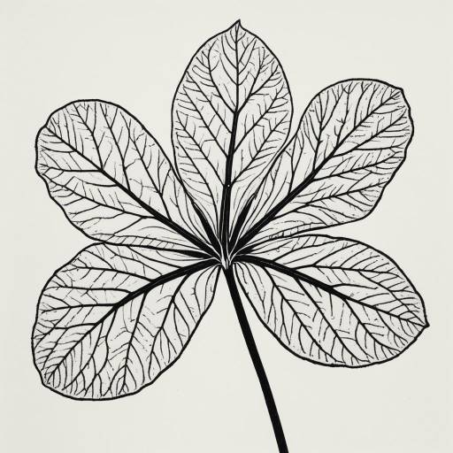 Black and White Botanical Leaf Illustration