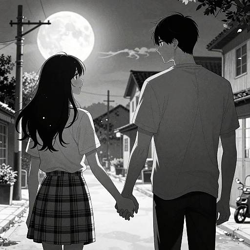 Manga Romantic Moment Under Full Moon