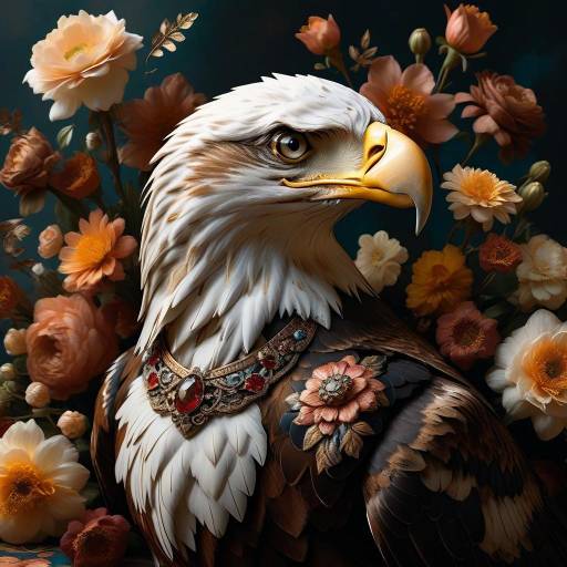 Regal Eagle Among Blooming Flowers