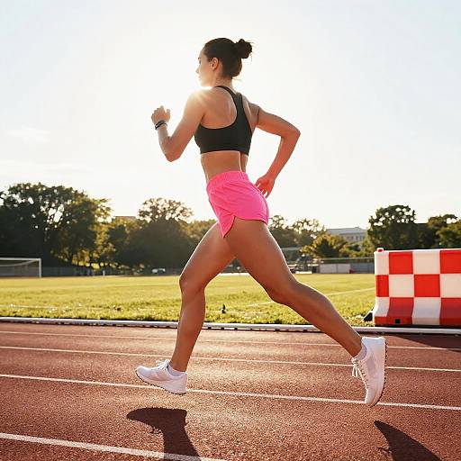 Dynamic Woman Running on Track