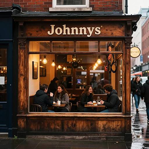 Cozy Café on Bustling City Street