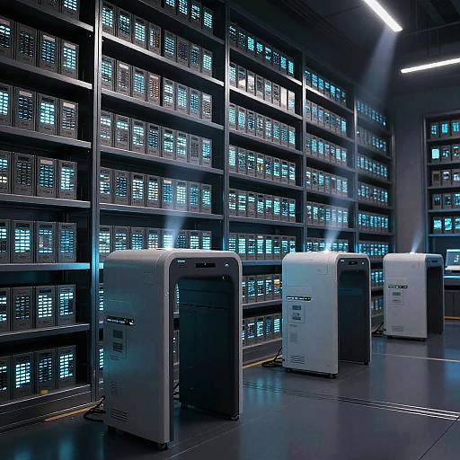 Futuristic Digital Archive Room