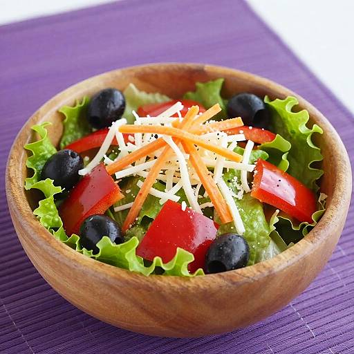 Colorful Fresh Salad in Wooden Bowl