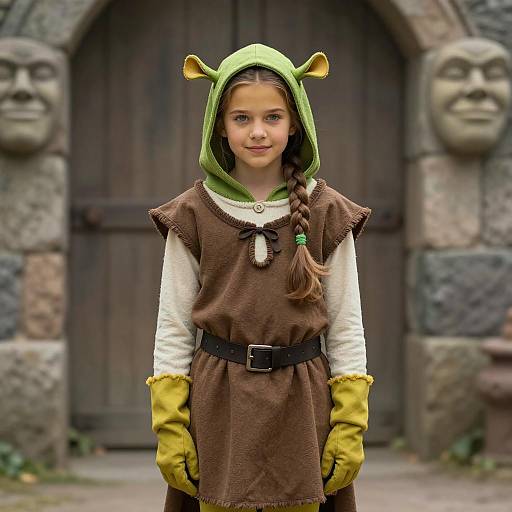 Young Girl in Shrek-Inspired Costume