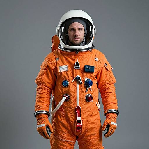 Realistic Orange Astronaut in Suit