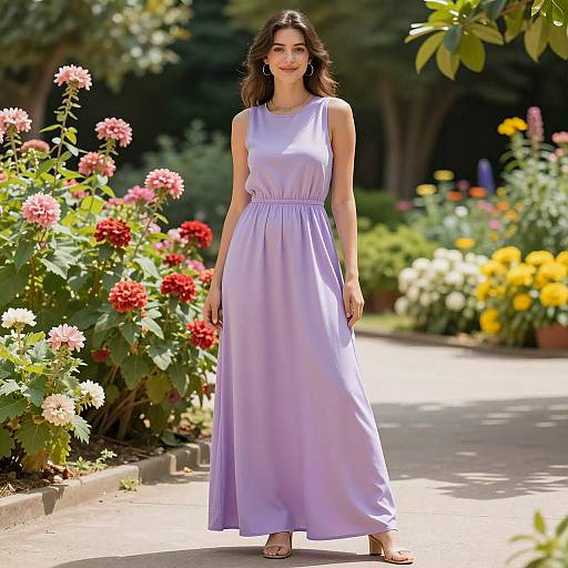 Trendy Maxi Dress in a Sunny Garden